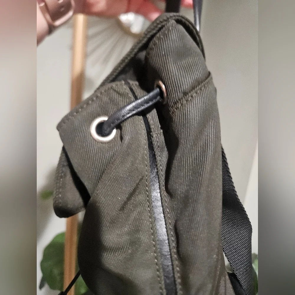 Vintage Coach Mercer Twill Nylon Mini Backpack | 2002 | Olive Green Leather Trim